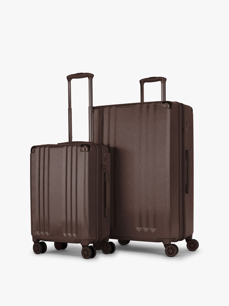 CALPAK Ambeur 2pc Set that includes Carry-On Luggage and Large Luggage in brown Walnut metallic look