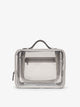 CALPAK Large clear makeup bag with zippered compartments in cool grey; CCC2001-COOL-GREY