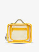 CALPAK Large clear makeup bag with zippered compartments in yellow lemon; CCC2001-LEMON