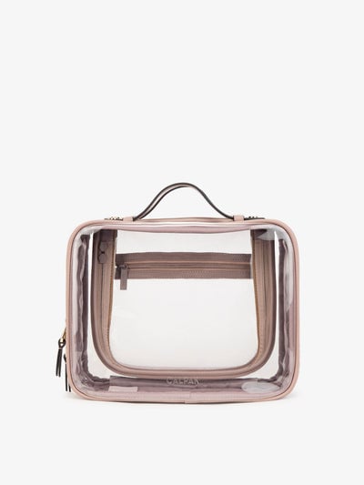 CALPAK clear makeup bag with compartments; CCC2001-MAUVE