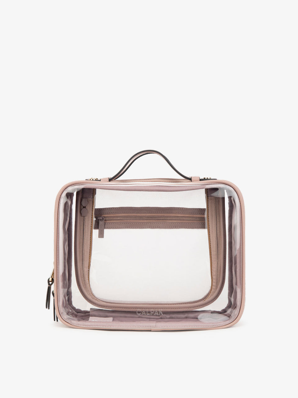CALPAK clear makeup bag with compartments; CCC2001-MAUVE