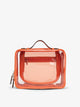 CALPAK Large clear makeup bag with zippered compartments in papaya; CCC2001-PAPAYA