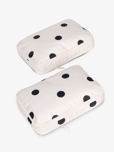 CALPAK Large Compression Packing Cubes in black and white polka dot; PCL2301-POLKA-DOT
