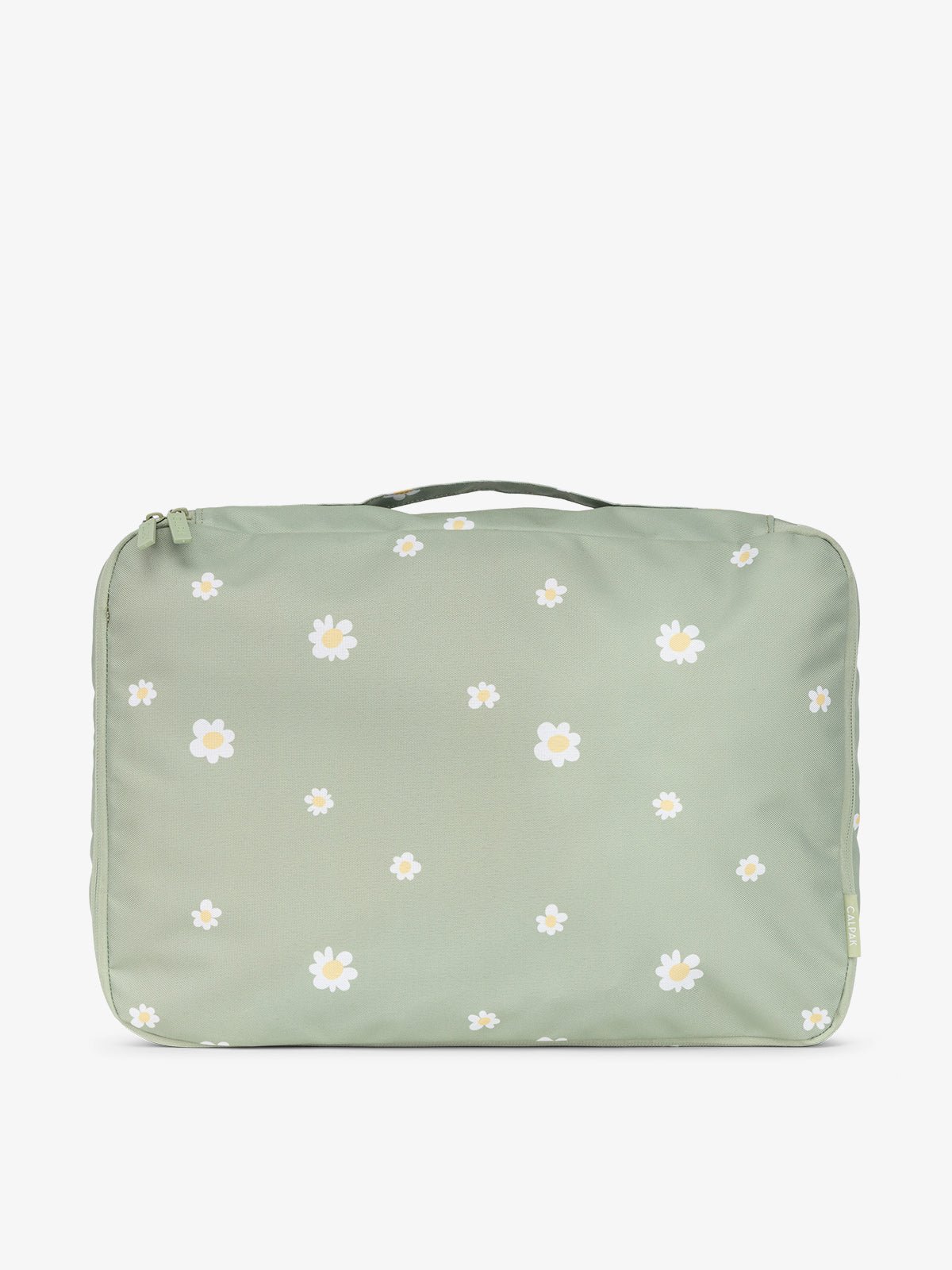 CALPAK large packing cubes with top handle in green floral print