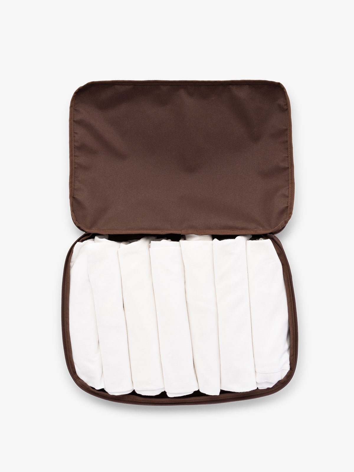 CALPAK Large Compression Packing cubes for travel made with durable materials in dark brown