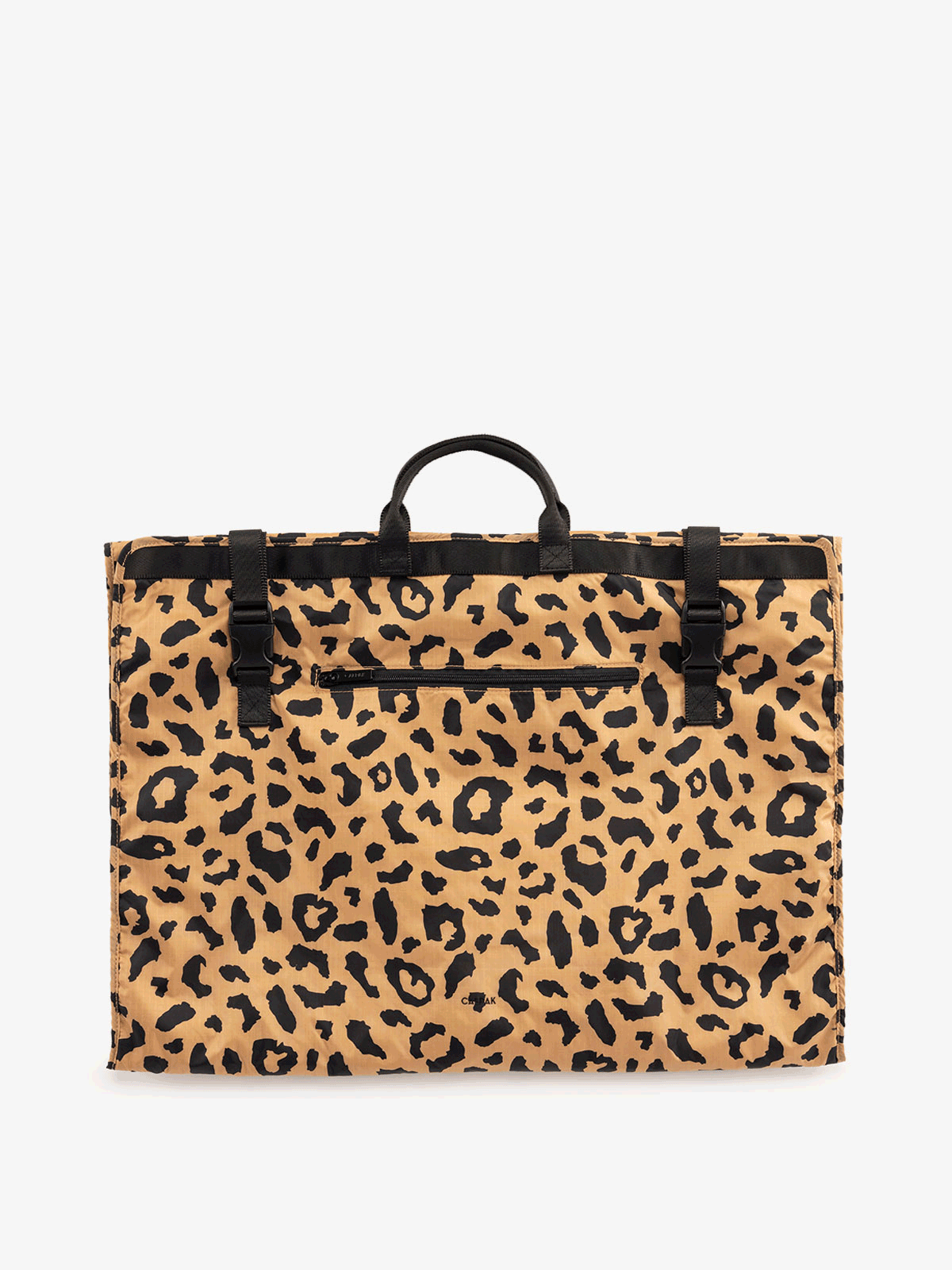CALPAK foldable garment bag with storage in cheetah
