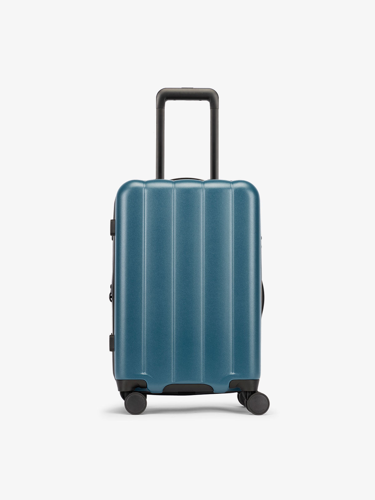 CALPAK Pacific blue carry-on luggage made from an ultra-durable polycarbonate shell and expandable by up to 2"; LCO1020-PACIFIC