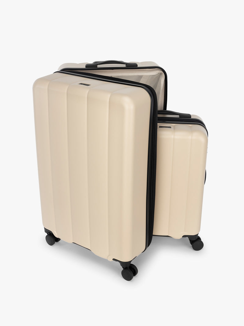 CALPAK Evry Starter Bundle in beige Polka Dot (interior is polka dot)  with Large and Small Evry luggage