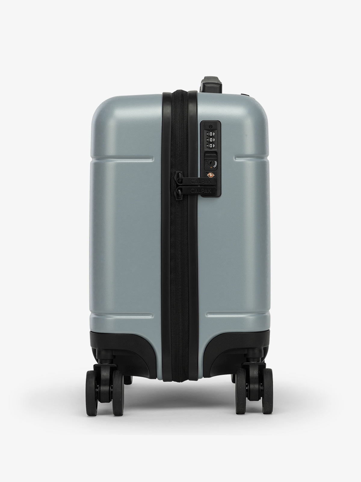 CALPAK Hue Mini Carry-On Luggage in blue Bluebell side with TSA-friendly lock; LHU1014-BLUEBELL