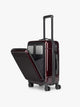 CALPAK Hue Front Pocket Carry On Luggage in maroon Glazed Dark Cherry ; LHU1020-GLAZED-DARK-CHERRY