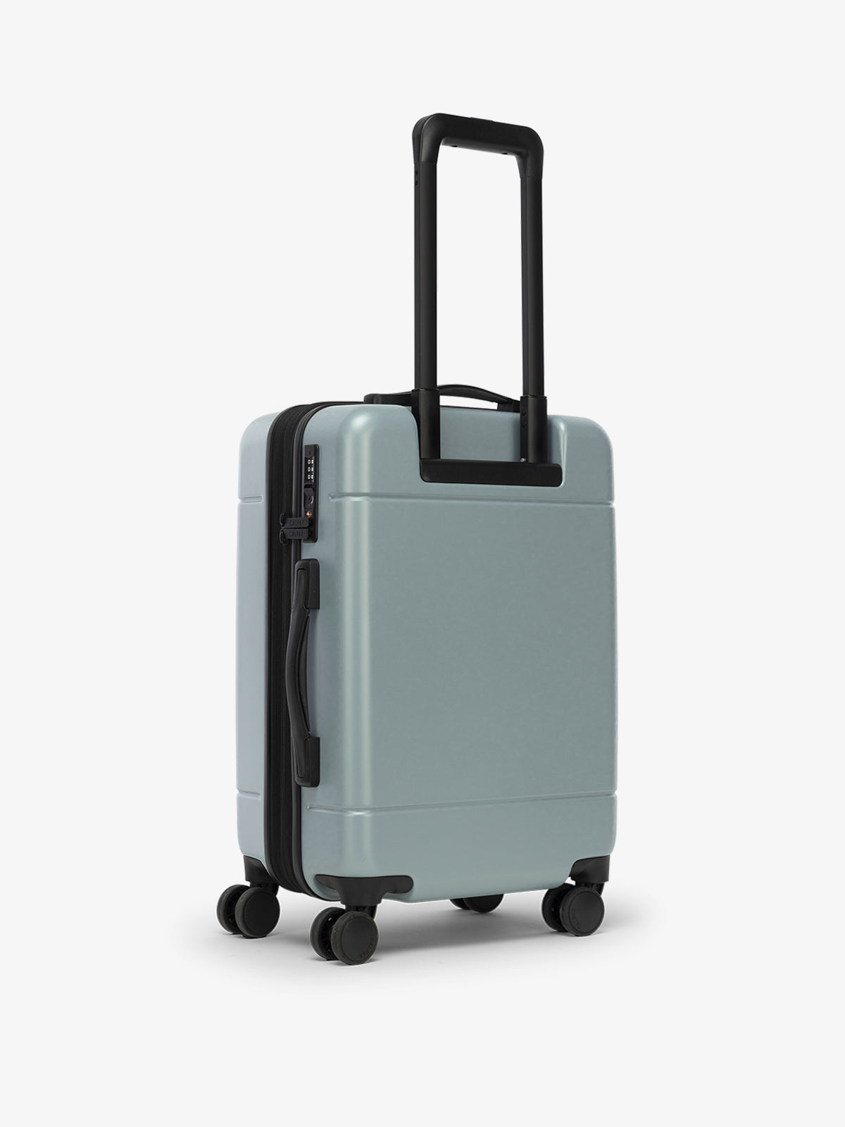 Back view of the CALPAK Hue Carry-On Luggage in blue Bluebell; LHU1020-NP-BLUEBELL