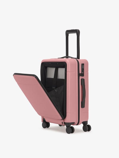 CALPAK Hue carry-on hard shell luggage with front pocket in mauve; LHU1020-MAUVE