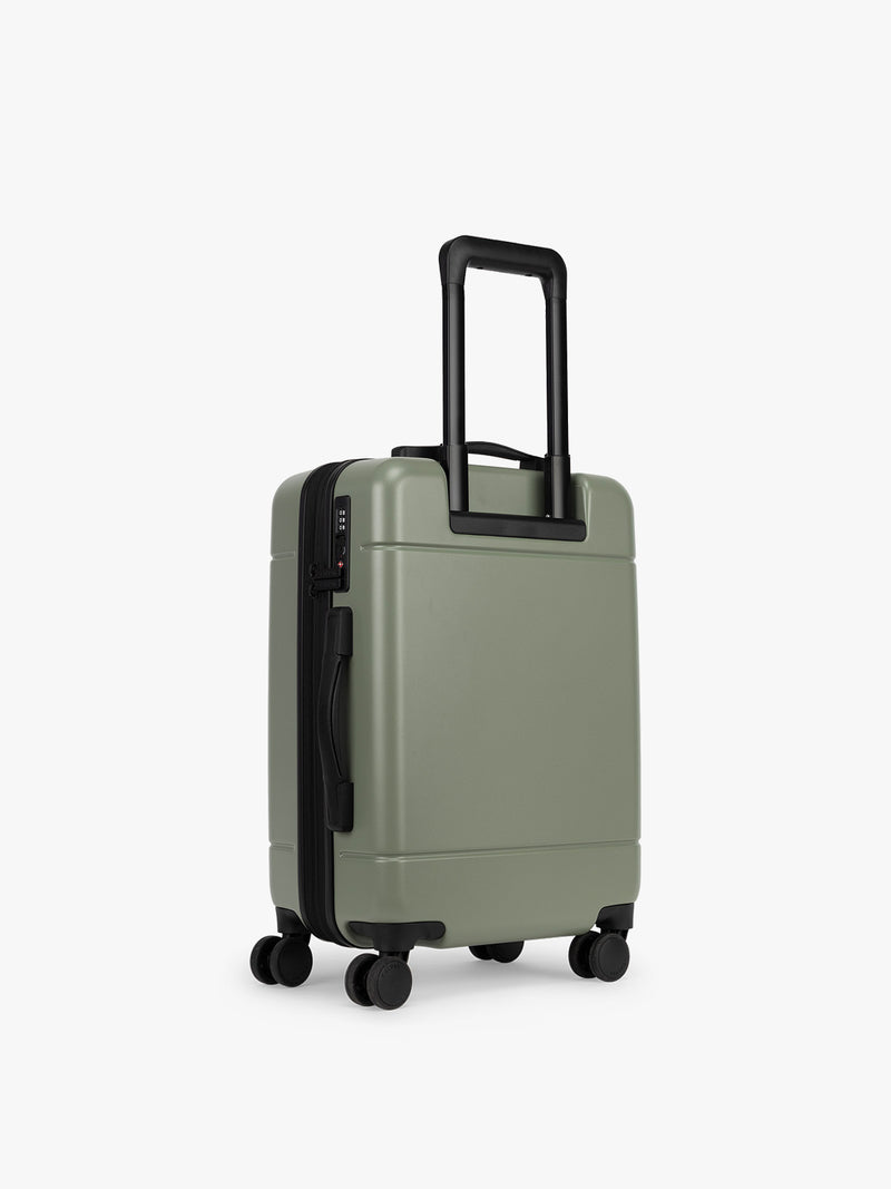 CALPAK Hue Carry On Luggage back view in green Juniper