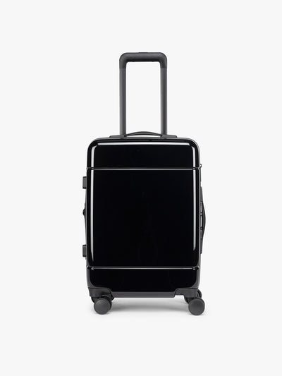 CALPAK Hue Carry On Luggage in Glazed Black front view on white background; LHU1020-NP-GLAZED-BLACK view 1