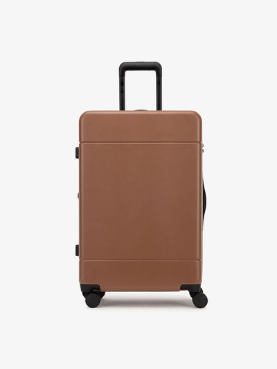 medium 26 inch hardside polycarbonate luggage in brown hazel color from CALPAK Hue collection; LHU1024-HAZEL view 1