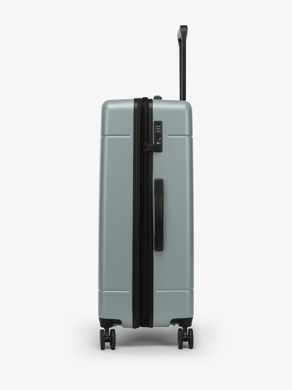 Side view of CALPAK Hue Large Luggage in blue Bluebell; LHU1028-BLUEBELL