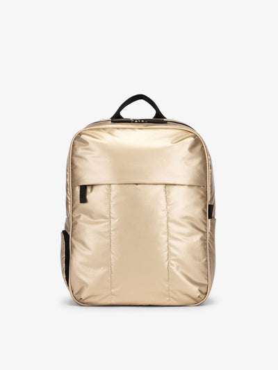 CALPAK Luka Laptop Backpack for school in metallic gold; BPL2001-GOLD view 1