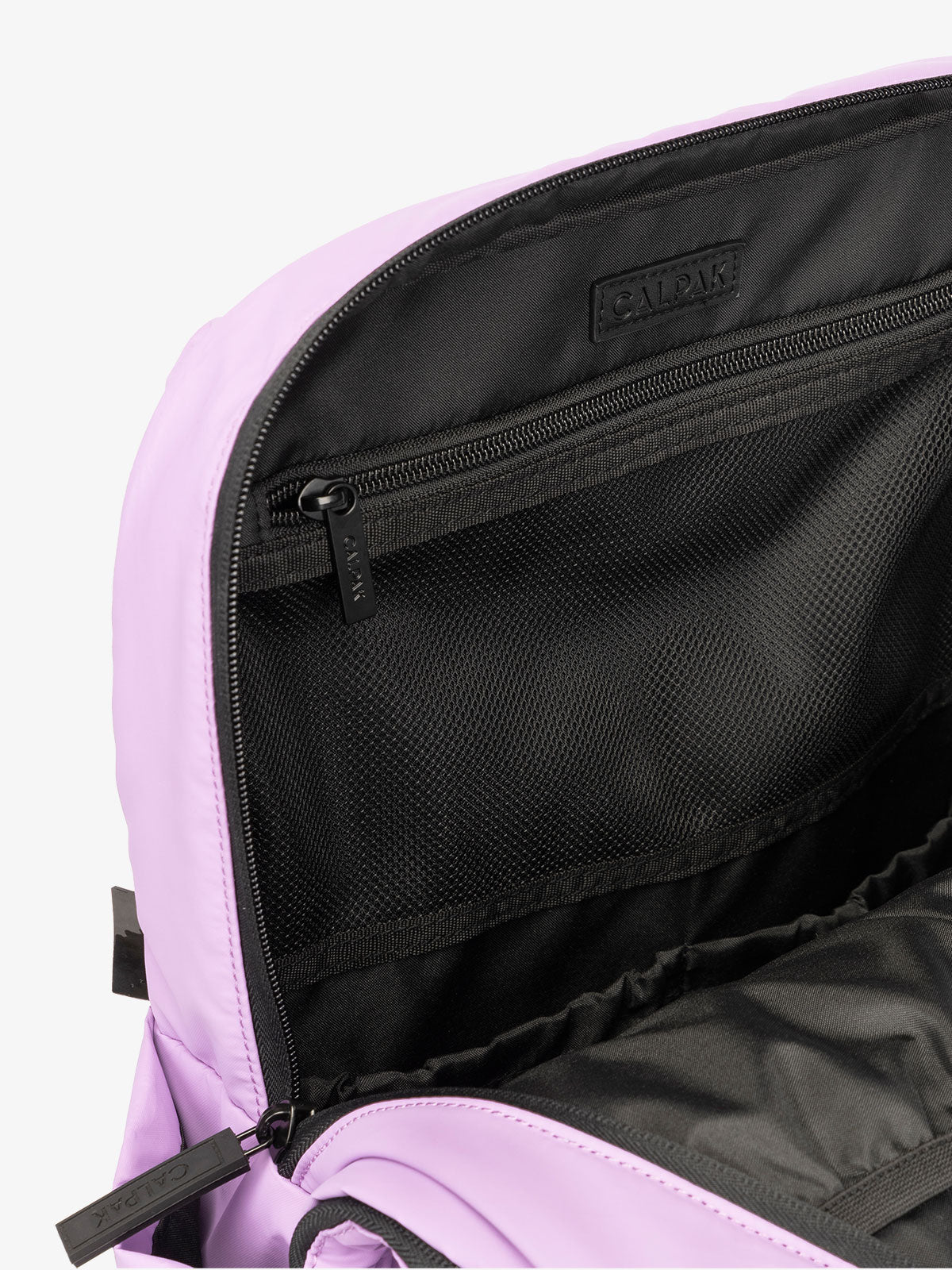 CALPAK Luka Laptop puffy Backpack for work with mesh pocket interior in lavender lilac;  BPL2001-LILAC