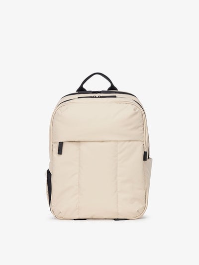CALPAK Luka laptop backpack in cream oatmeal; BPL2001-OATMEAL
