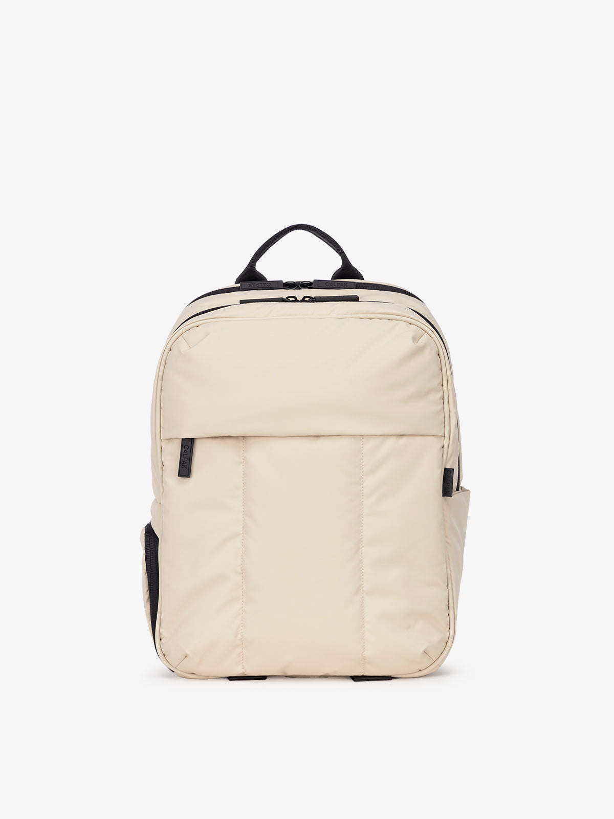 CALPAK Luka laptop backpack in cream oatmeal; BPL2001-OATMEAL