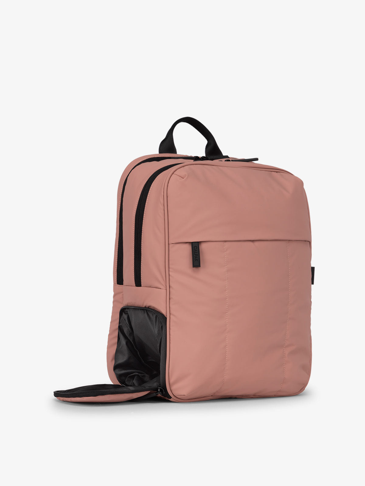 CALPAK Luka Laptop travel Backpack with shoe compartment in pink peony; BPL2001-PEONY