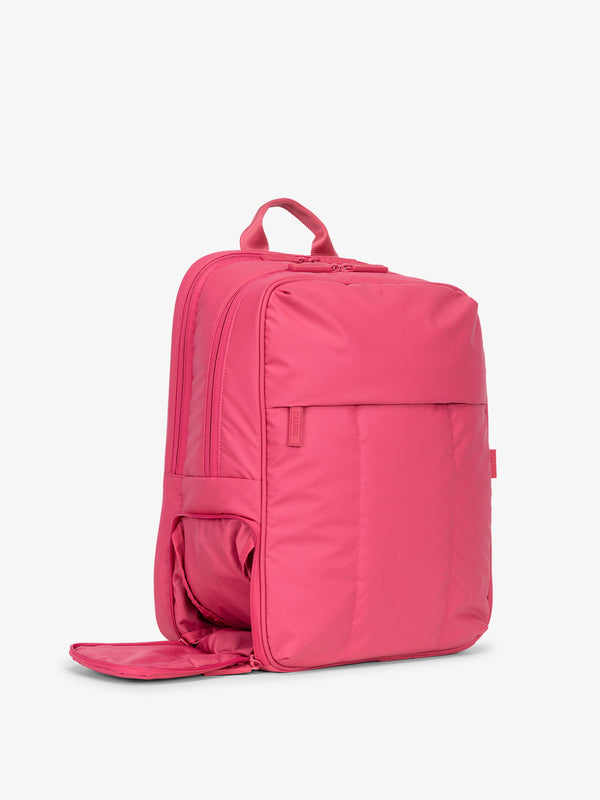 CALPAK Luka Laptop travel Backpack with shoe compartment in dragonfruit pink