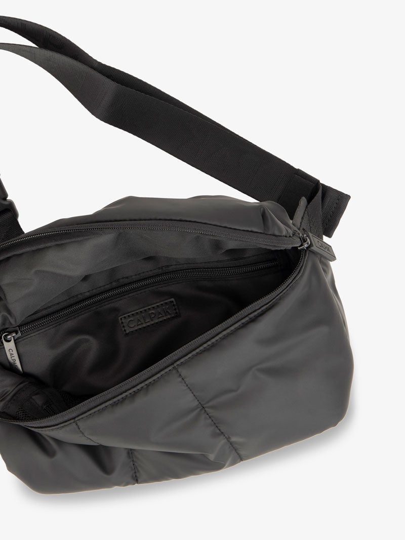 Luka belt bag with adjustable crossbody strap and interior pocket in black