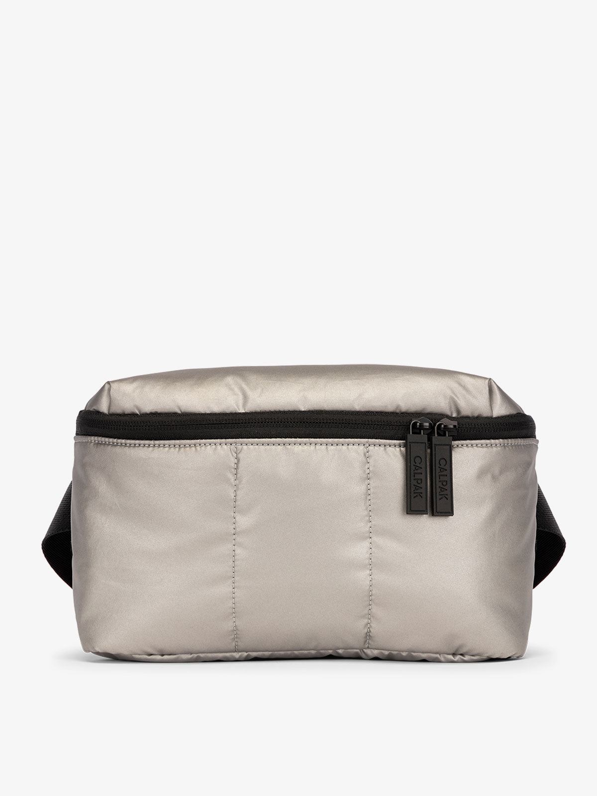CALPAK Luka Belt Bag with soft puffy exterior in silver; BB1901-GUNMETAL