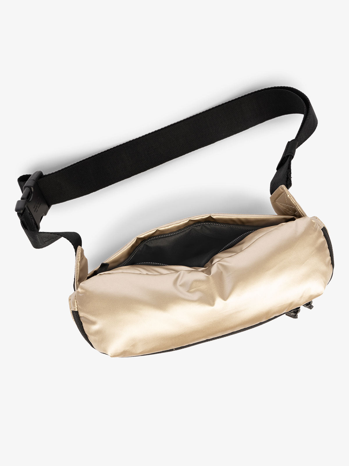 CALPAK Luka Belt Bag with adjustable strap and hidden back pocket in gold; BB1901-GOLD