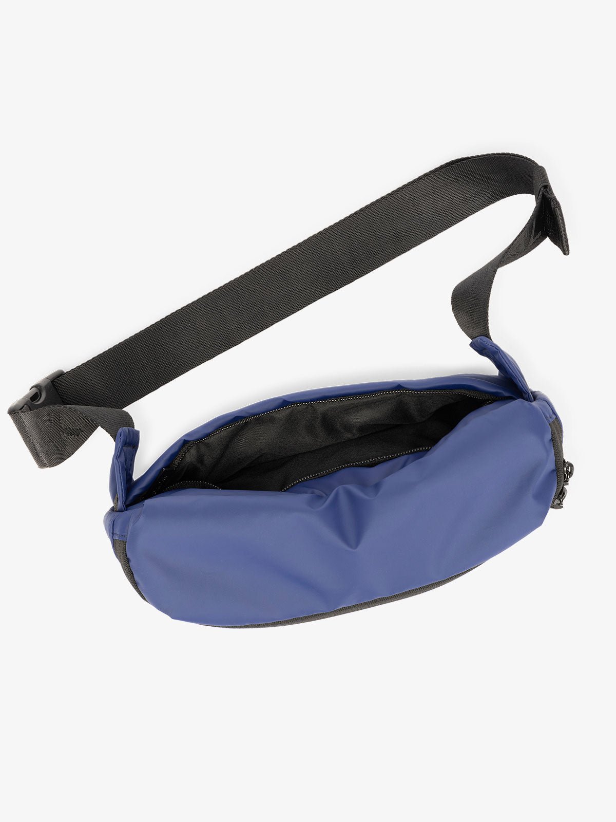 CALPAK Luka Belt Bag with adjustable strap and hidden back pocket in dark blue