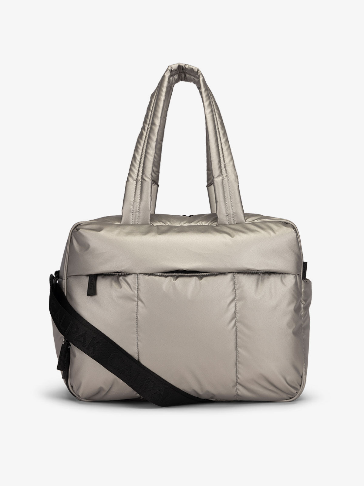 CALPAK Luka Duffel bag in metallic gray; DSM1901-GUNMETAL