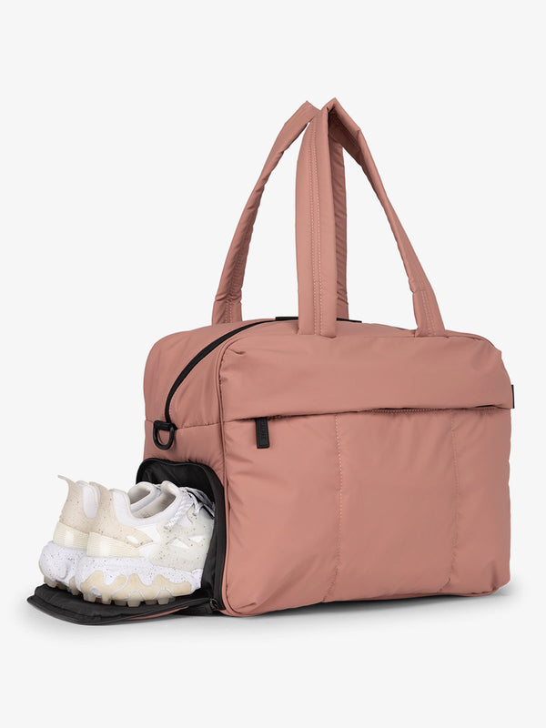 shoe compartment for Luka Duffel Bag in peony pink