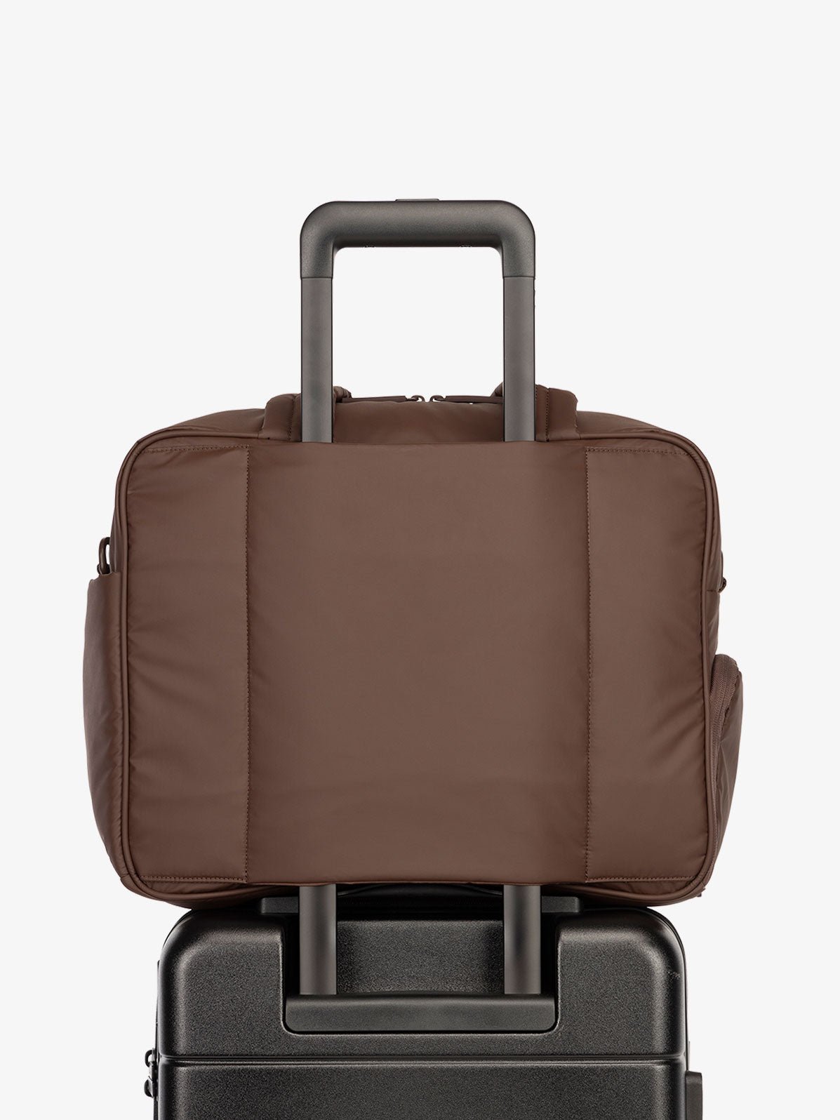 CALPAK Luka Duffel bag with luggage trolley sleeve in dark brown walnut