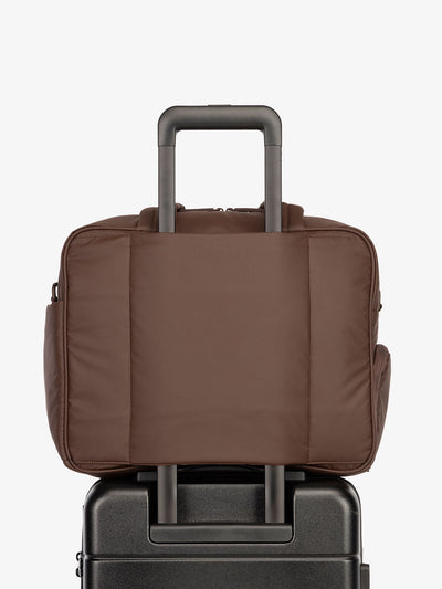 CALPAK Luka Duffel bag with luggage trolley sleeve in dark brown walnut