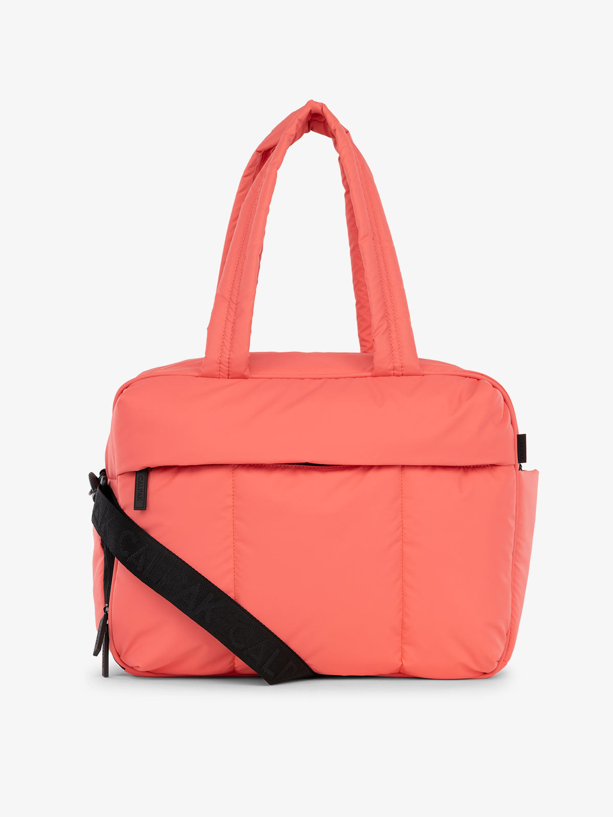 CALPAK Luka Duffel puffy Bag with detachable strap and zippered front pocket in watermelon