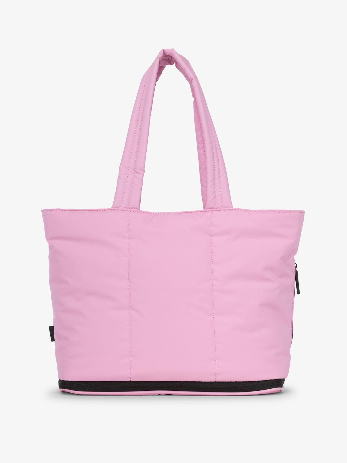 CALPAK Luka expandable shoulder tote bag with laptop compartment in bubblegum; ALT2201-BUBBLEGUM