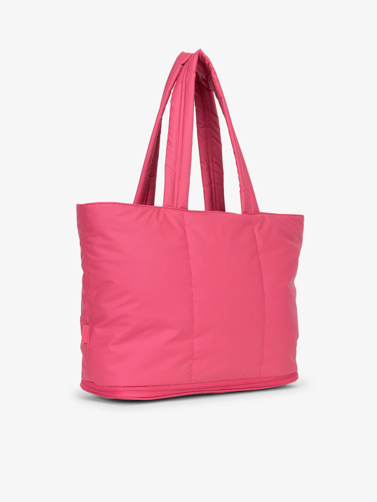 CALPAK Luka expandable laptop tote in pink dragonfruit; ALT2201-DRAGONFRUIT