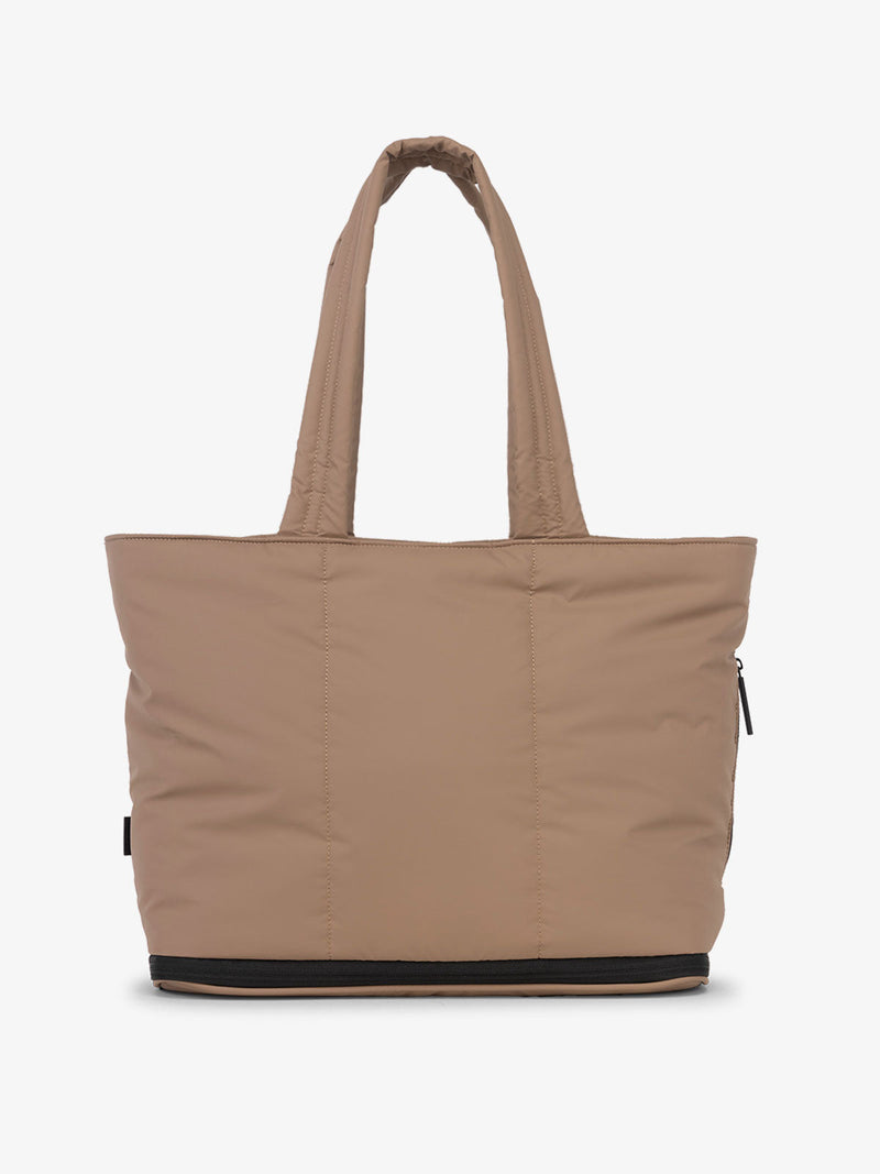 CALPAK Luka expandable tote bag with zippered pockets in brown