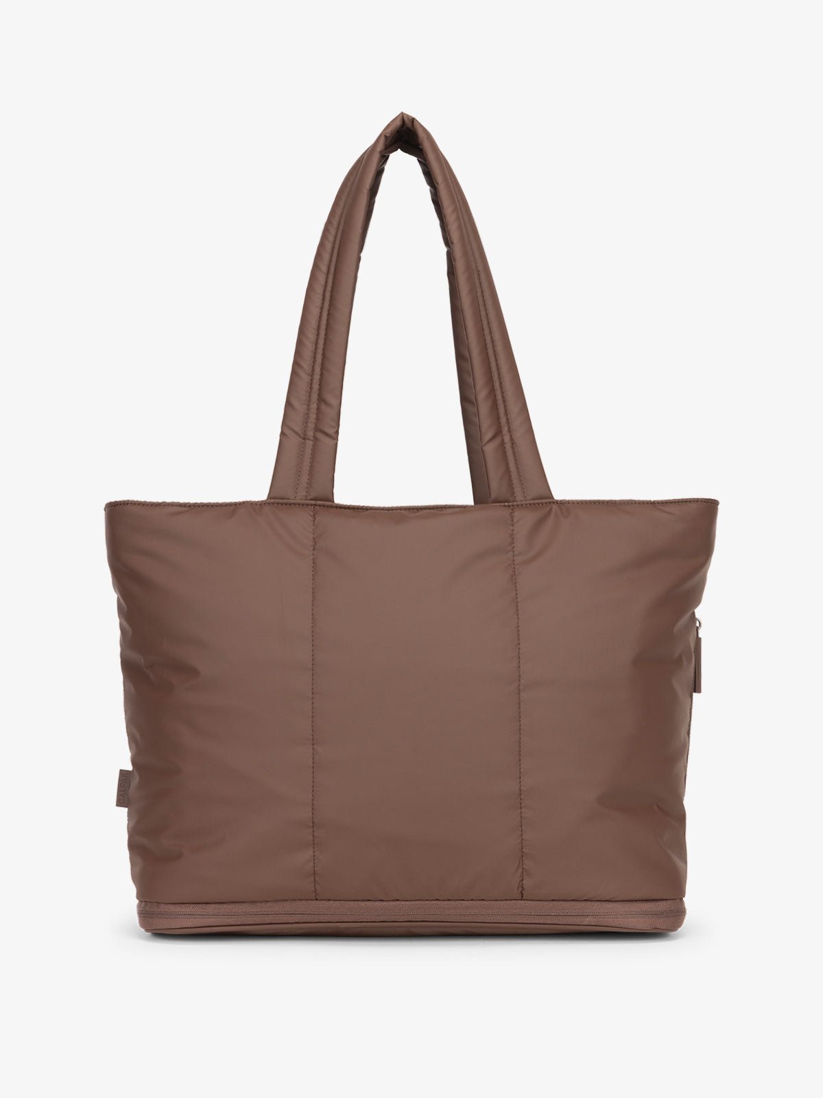 CALPAK Luka expandable tote bag with laptop compartment and padded straps in walnut