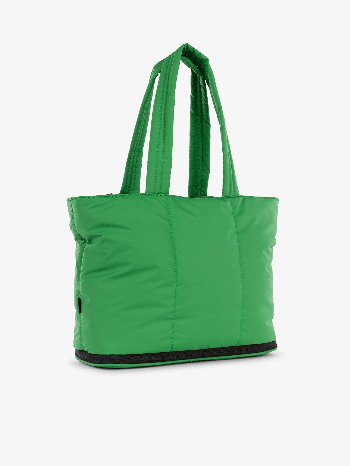CALPAK Luka expandable laptop tote in green apple; ALT2201-GREEN-APPLE