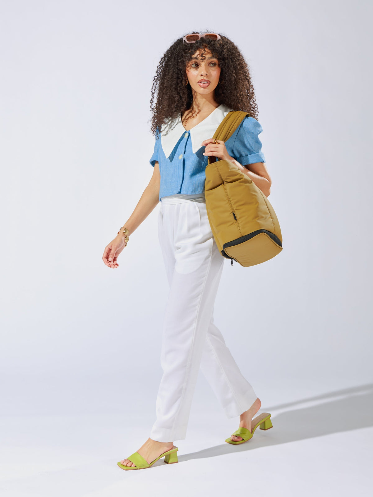 CALPAK Luka expandable bag with laptop compartment in khaki;  ALT2201-KHAKI