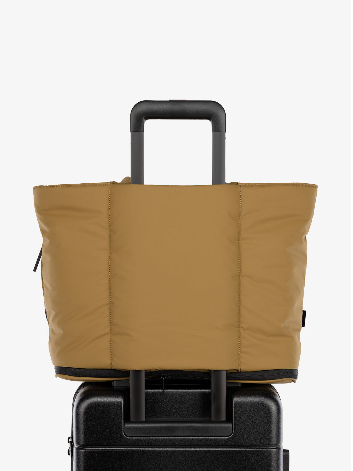 CALPAK Luka expandable travel bag with laptop compartment and trolley sleeve in khaki tan; ALT2201-KHAKI