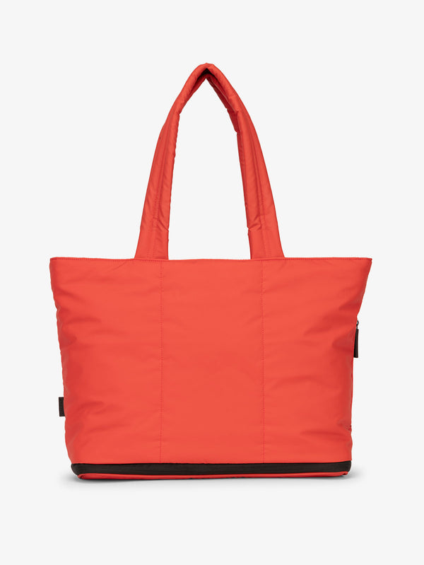 CALPAK Luka expandable tote bag with laptop compartment and padded straps in red