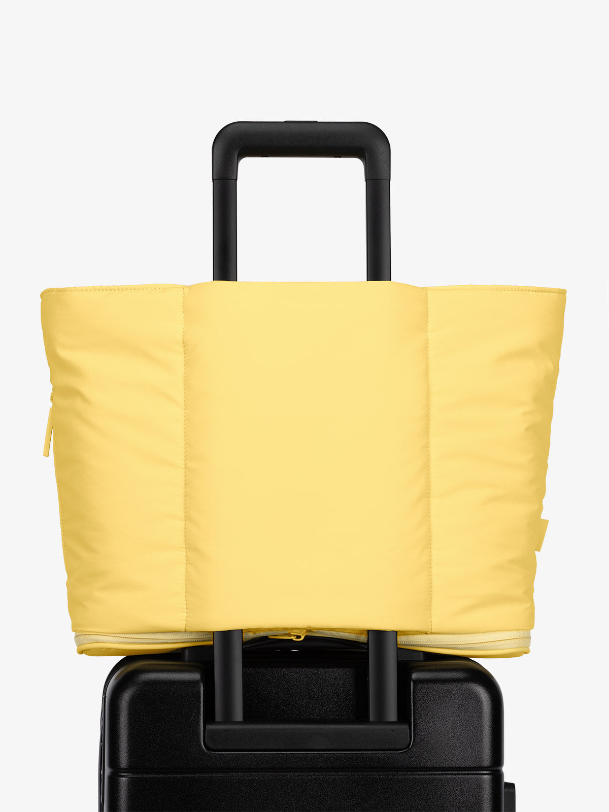 CALPAK Luka expandable travel bag with laptop compartment and trolley sleeve in yellow; ALT2201-BUTTER