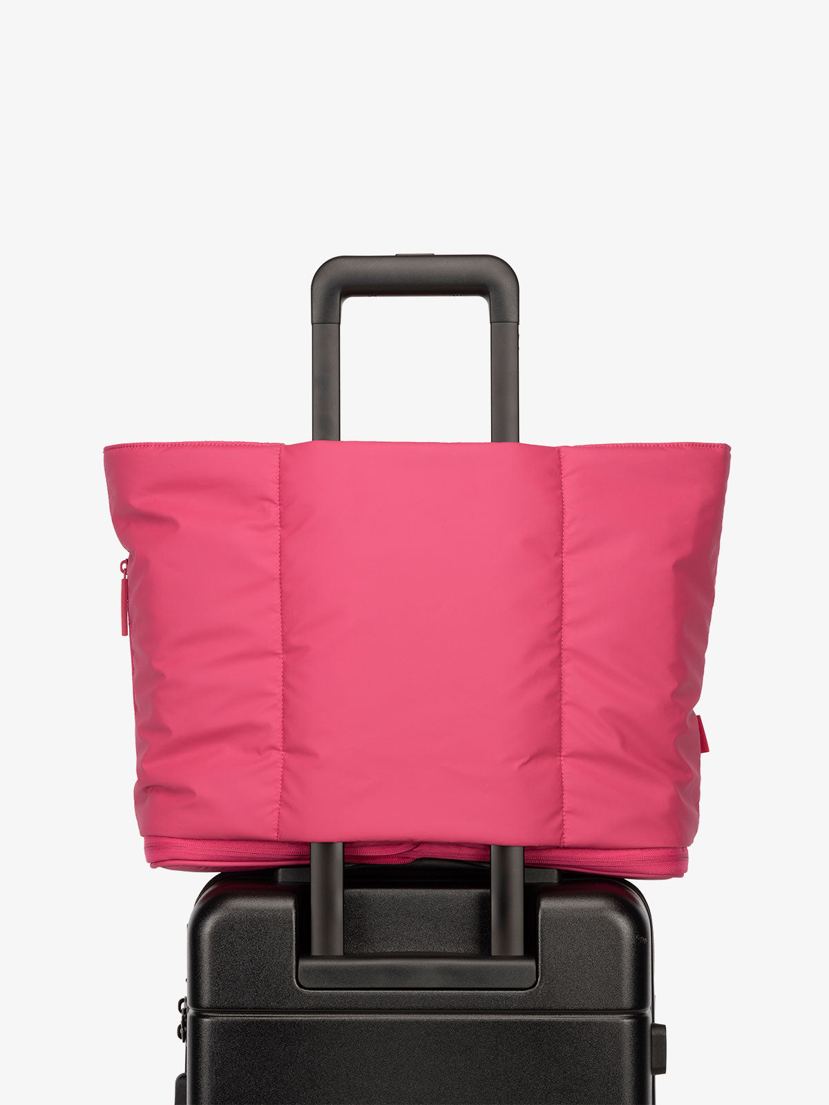 CALPAK Luka expandable travel bag with laptop compartment and trolley sleeve in pink dragonfruit; ALT2201-DRAGONFRUIT