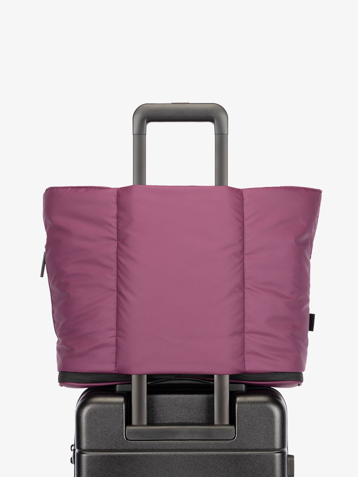 CALPAK Luka expandable travel bag with laptop compartment and trolley sleeve in purple; ALT2201-PLUM