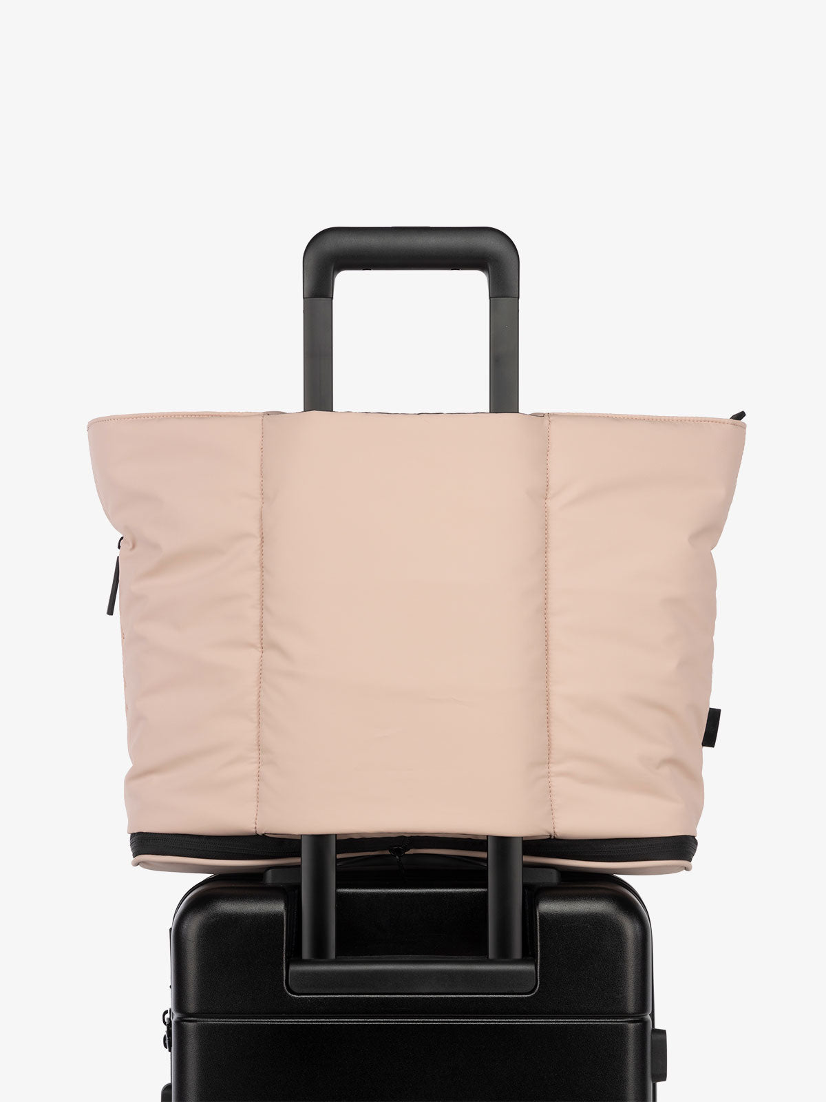 CALPAK Luka expandable travel bag with trolley sleeve and laptop compartment in rose quartz pink; ALT2201-ROSE-QUARTZ