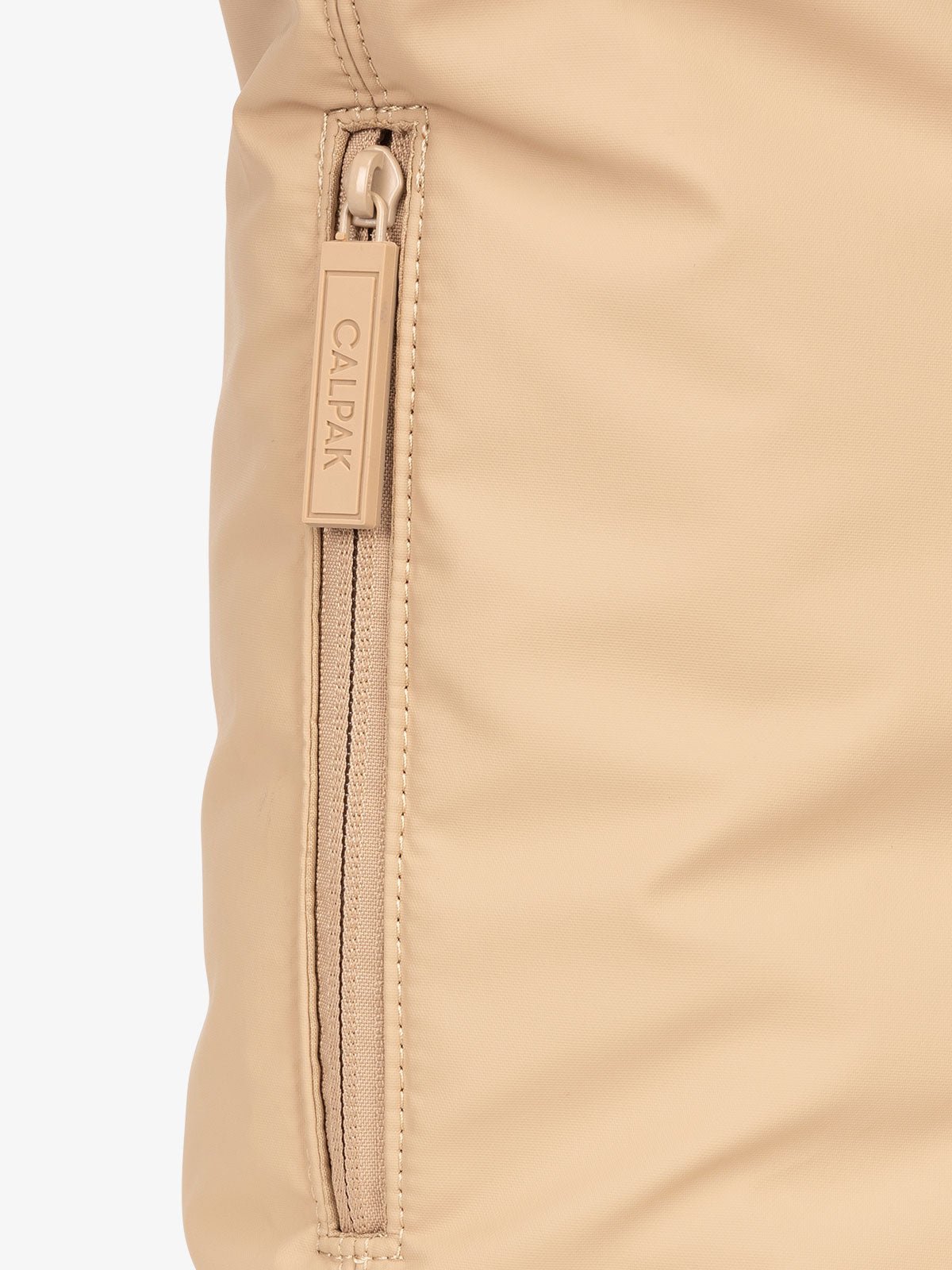 CALPAK Luka expandable laptop bag with hidden zippered pockets in latte brown
