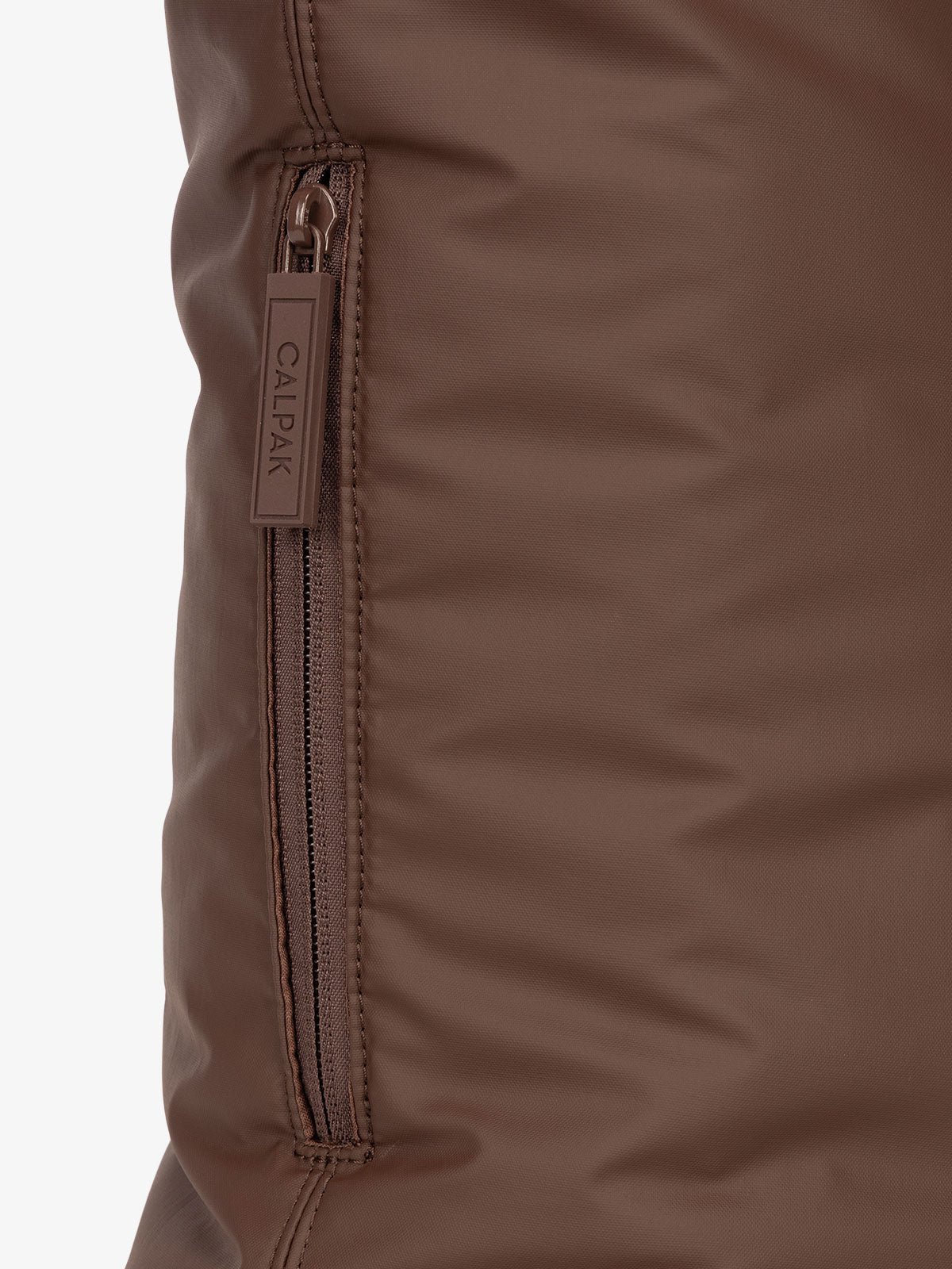 CALPAK Luka expandable laptop bag with hidden zippered pockets in dark brown
