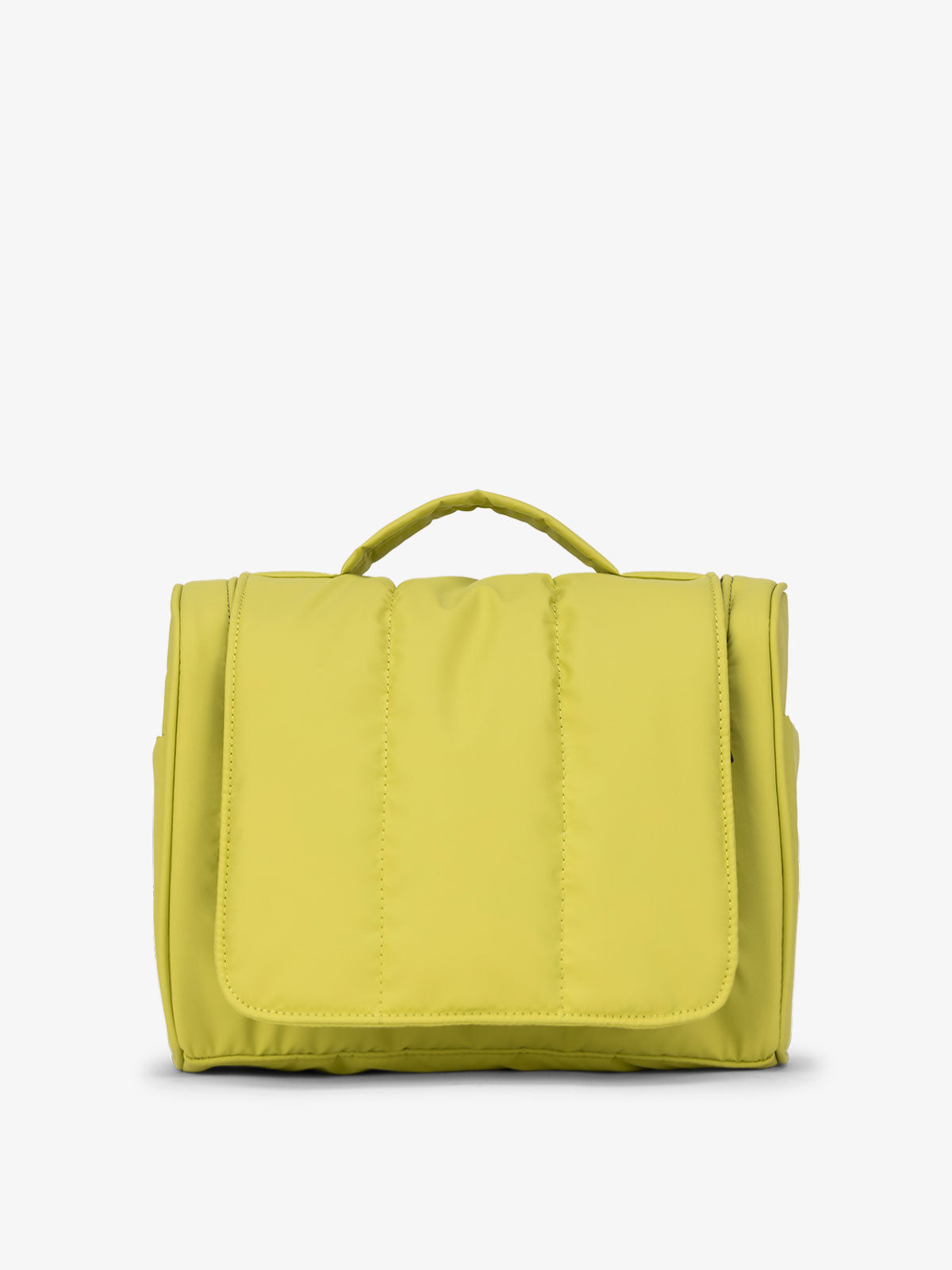 CALPAK Luka Hanging Toiletry Bag with carrying handle in green celery; TLH2301-CELERY